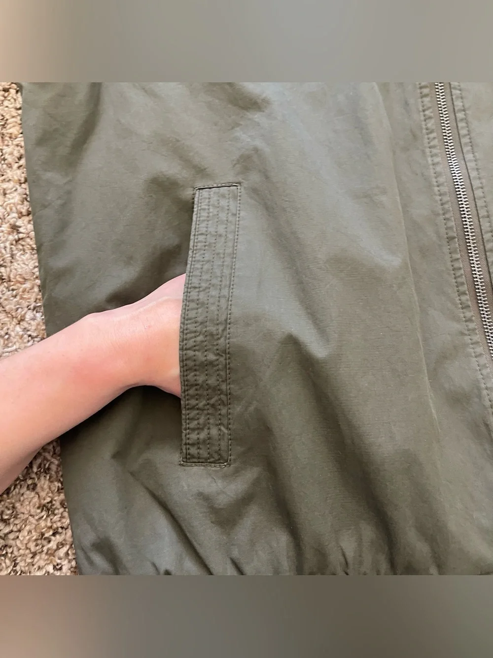 Design Jinbao Langren Men's Lined Olive Green Bomber Jacket Men's Size L Utility